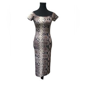 Timing Snake Print Off-Shoulder Midi Dress M NWT